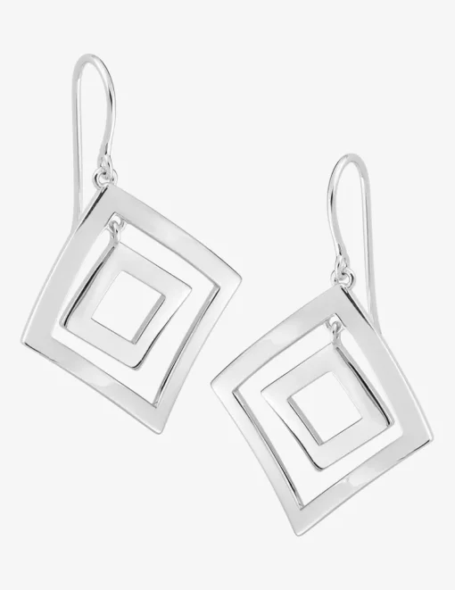 Boucles d'oreilles pendantes en argent 925 ‰ rhodié, motif losange SO OR
