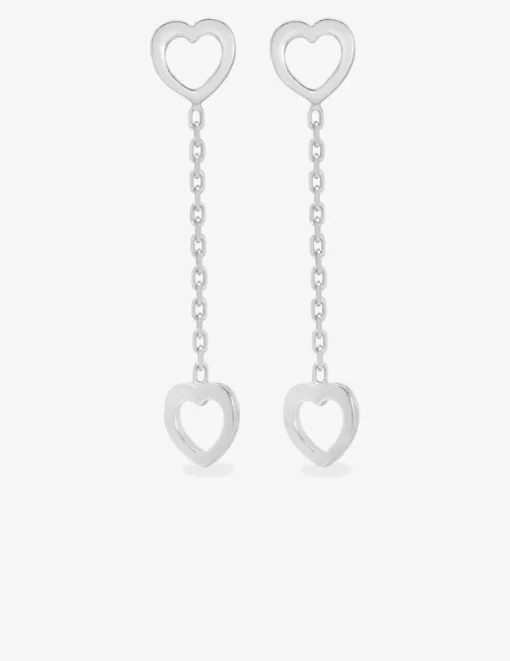Boucles d'oreilles pendantes chaînes cœur argent 925‰ SO OR
