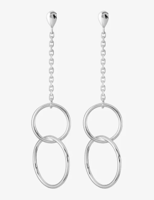 Boucles d'oreilles pendantes anneaux argent 925‰ rhodié SO OR