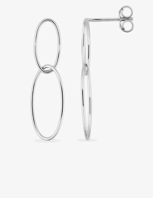 Boucles d'oreilles pendantes or blanc 375 ‰ anneaux entrelacés SO OR