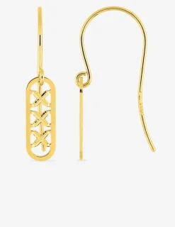 Boucles d'oreilles pendantes or 750‰ crochet fantaisie SO OR