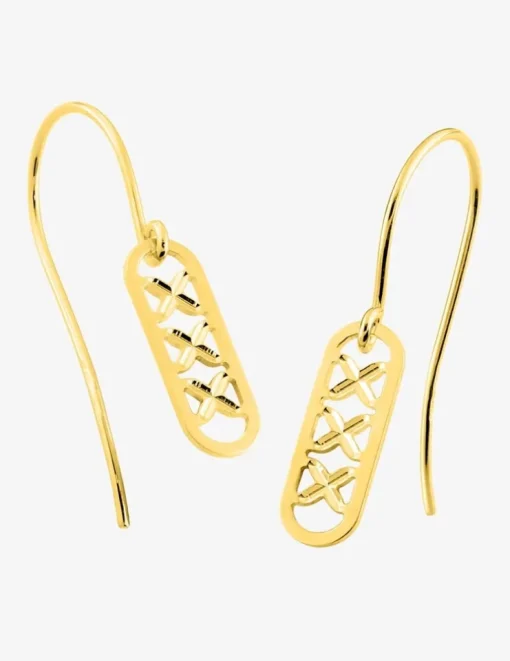 Boucles d'oreilles pendantes or 750‰ crochet fantaisie SO OR