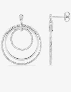 Boucles d'oreilles pendantes argent 925 ‰ rhodié avec anneaux SO OR