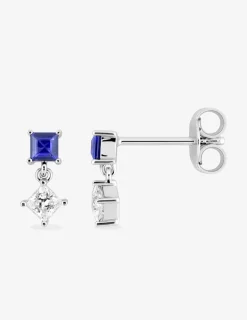 Boucles d'oreilles pendantes argent 925 ‰ rhodié et oxydes de zirconium SO OR