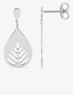 Boucles d'oreilles pendantes en argent 925 ‰ rhodié, motif feuille SO OR