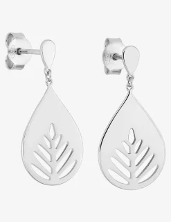Boucles d'oreilles pendantes en argent 925 ‰ rhodié, motif feuille SO OR