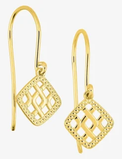 Boucles d'oreilles pendantes crochet en plaqué or losange graphique SO OR