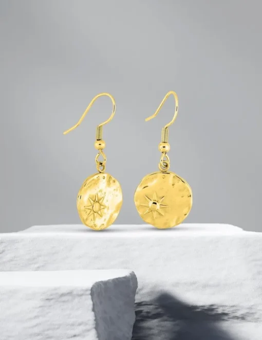 Boucles d'oreilles pendantes et crochet en acier doré SO OR