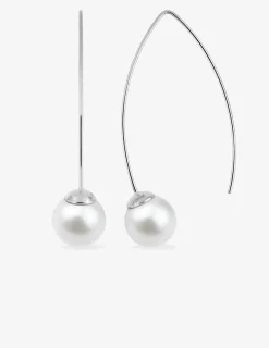Boucles d'oreilles pendantes acier et perle d'imitation SO OR