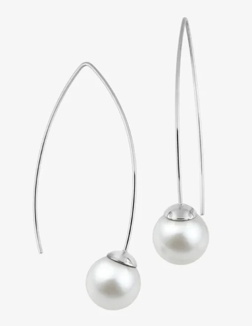 Boucles d'oreilles pendantes acier et perle d'imitation SO OR