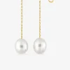 Boucles d'oreilles pendantes or jaune 375‰ et perle 7 mm SO OR