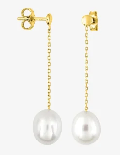 Boucles d'oreilles pendantes or jaune 375‰ et perle 7 mm SO OR