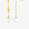 Boucles d'oreilles pendantes or jaune 375 ‰, perle de culture d'eau douce 6 mm SO OR