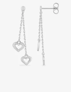 Boucles d'oreilles pendantes cœurs en argent 925‰ rhodié SO OR