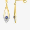 Boucles d'oreilles pendantes goutte plaqué or, rhodium et oxyde de zirconium blanc et bleu foncé SO OR