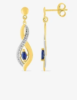 Boucles d'oreilles pendantes or jaune 375‰ et saphir SO OR