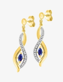 Boucles d'oreilles pendantes or jaune 375‰ et saphir SO OR