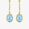 Boucles d'oreilles pendantes or jaune 375‰, topaze cerclée SO OR