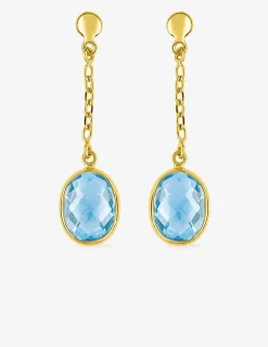 Boucles d'oreilles pendantes or jaune 375‰, topaze cerclée SO OR