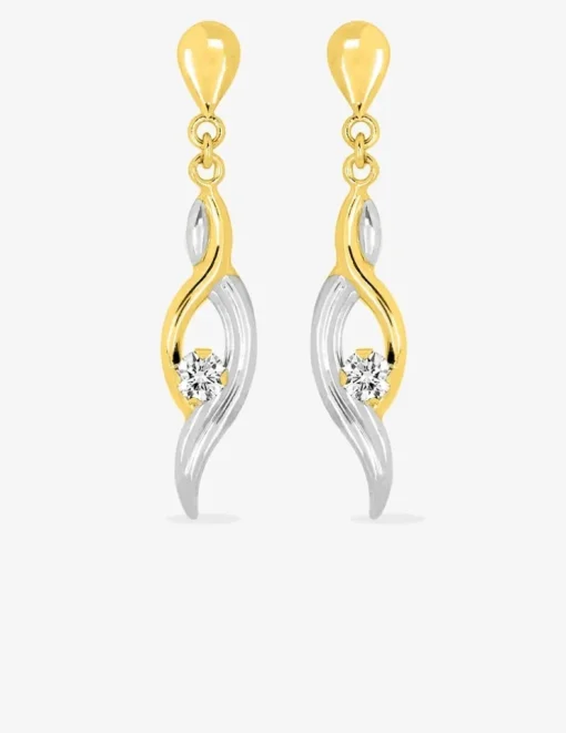 Boucles d'oreilles pendantes en or jaune 375‰ et oxyde de zirconium SO OR