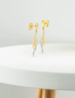 Boucles d'oreilles pendantes en or jaune 375‰ et oxyde de zirconium SO OR