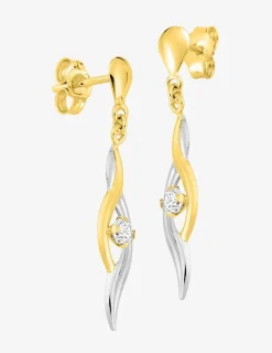 Boucles d'oreilles pendantes en or jaune 375‰ et oxyde de zirconium SO OR