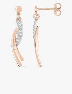 Boucles d'oreilles pendantes lignes incurvées plaqué or rose, rhodium et oxyde de zirconium SO OR