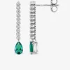 Boucles d'oreilles pendantes en argent 925‰ rhodié avec oxydes de zirconium blancs et verts SO OR