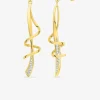 Boucles d'oreilles pendantes lignes entrelacées plaqué or, rhodium et oxyde de zirconium SO OR