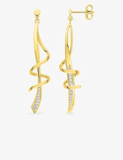 Boucles d'oreilles pendantes lignes entrelacées plaqué or, rhodium et oxyde de zirconium SO OR