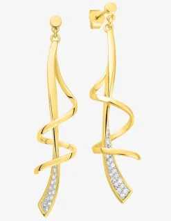 Boucles d'oreilles pendantes lignes entrelacées plaqué or, rhodium et oxyde de zirconium SO OR
