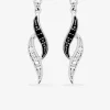 Boucles d'oreilles pendantes torsadées bicolores argent rhodié 925%o avec oxyde de zirconium SO OR
