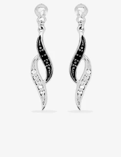 Boucles d'oreilles pendantes torsadées bicolores argent rhodié 925%o avec oxyde de zirconium SO OR