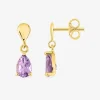Boucles d'oreilles pendantes or jaune 375‰, améthyste SO OR