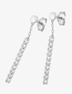 Boucles d'oreilles pendantes barrettes en or blanc 375‰ et oxyde de zirconium SO OR