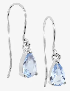 Boucles d'oreilles pendantes bicolores bleues claires argent rhodié 925%o avec oxyde de zirconium SO OR