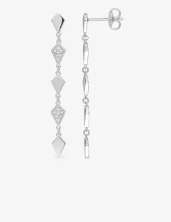 Boucles d'oreilles pendantes motifs géométriques argent 925‰ rhodié et oxydes de zirconium SO OR