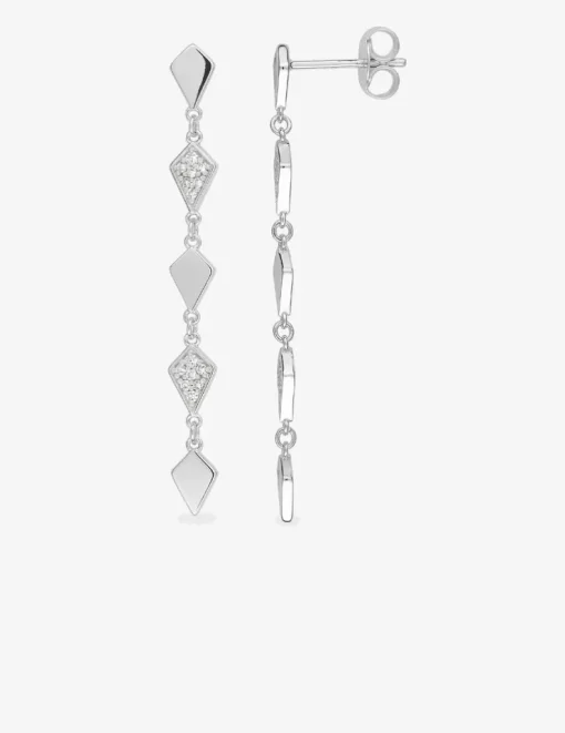 Boucles d'oreilles pendantes motifs géométriques argent 925‰ rhodié et oxydes de zirconium SO OR
