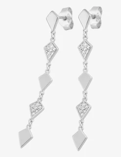 Boucles d'oreilles pendantes motifs géométriques argent 925‰ rhodié et oxydes de zirconium SO OR