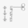 Boucles d'oreilles pendantes argent 925 ‰ rhodié avec 3 oxydes de zirconium SO OR