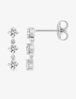 Boucles d'oreilles pendantes argent 925 ‰ rhodié avec 3 oxydes de zirconium SO OR