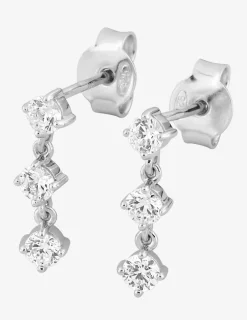 Boucles d'oreilles pendantes argent 925 ‰ rhodié avec 3 oxydes de zirconium SO OR