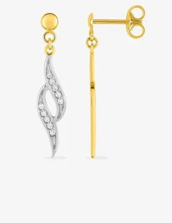 Boucles d'oreilles pendantes en or jaune 375‰ et oxyde de zirconium SO OR
