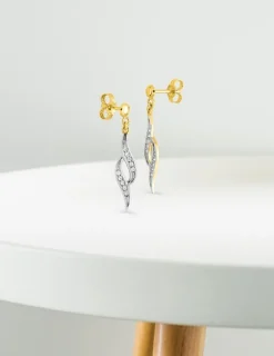 Boucles d'oreilles pendantes en or jaune 375‰ et oxyde de zirconium SO OR