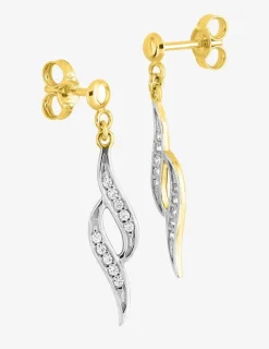 Boucles d'oreilles pendantes en or jaune 375‰ et oxyde de zirconium SO OR