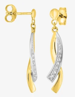 Boucles d'oreilles pendantes en or jaune 375‰ et oxyde de zirconium SO OR