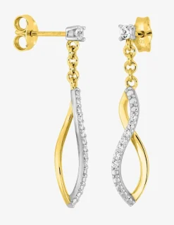 Boucles d'oreilles pendantes en or jaune 375‰ et oxyde de zirconium SO OR
