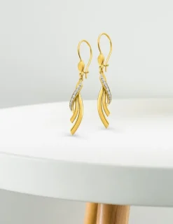 Boucles d'oreilles pendantes or jaune 375 ‰ et rhodium SO OR