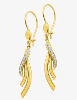 Boucles d'oreilles pendantes or jaune 375 ‰ et rhodium SO OR