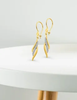 Boucles d'oreilles pendantes or jaune 375 ‰ et rhodium SO OR